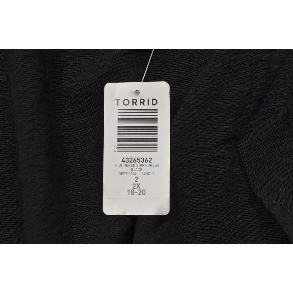 Torrid Women's Midi Tiered Shirt Dress Black Plus Size 2 2X 18-20 New With Tags - Picture 6 of 8